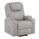Recliner w/Power Lift & Massage, Light Gray Chenille Acme