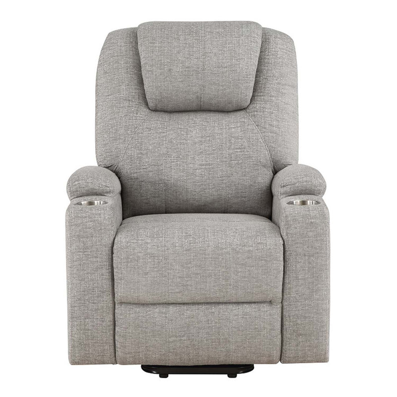 Recliner w/Power Lift & Massage, Light Gray Chenille Acme