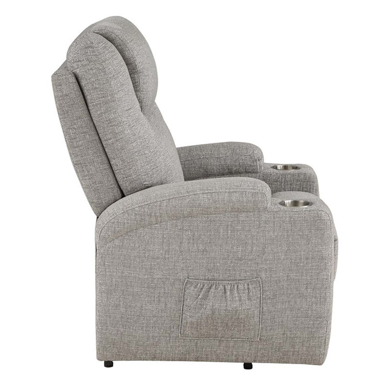 Recliner w/Power Lift & Massage, Light Gray Chenille Acme