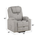 Recliner w/Power Lift & Massage, Light Gray Chenille Acme