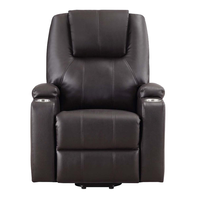 Recliner w/Power Lift & Massage, Brown Leather Aire Acme