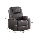 Recliner w/Power Lift & Massage, Brown Leather Aire Acme