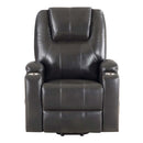 Recliner w/Power Lift & Massage, Gunmetal Leather Aire Acme