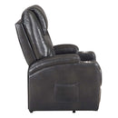 Recliner w/Power Lift & Massage, Gunmetal Leather Aire Acme