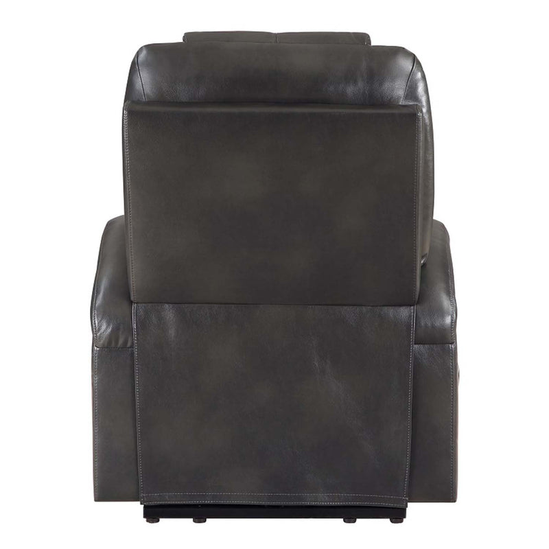 Recliner w/Power Lift & Massage, Gunmetal Leather Aire Acme