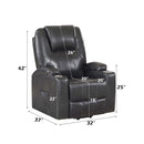 Recliner w/Power Lift & Massage, Gunmetal Leather Aire Acme