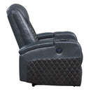 Alair Power Recliner w/Bluetooth, Blue/Black Leather Aire Acme