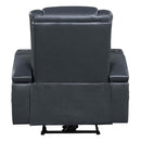 Alair Power Recliner w/Bluetooth, Blue/Black Leather Aire Acme