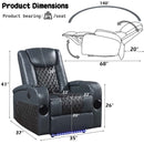 Alair Power Recliner w/Bluetooth, Blue/Black Leather Aire Acme