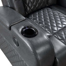 Alair Power Recliner w/Bluetooth, Charger & Cupholder, Dark Gray Leather Aire Acme