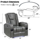 Alair Power Recliner w/Bluetooth, Charger & Cupholder, Dark Gray Leather Aire Acme