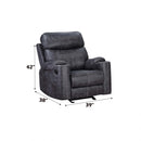 Hirah Motion Glider Recliner, Dark Gray Polish Microfiber Acme
