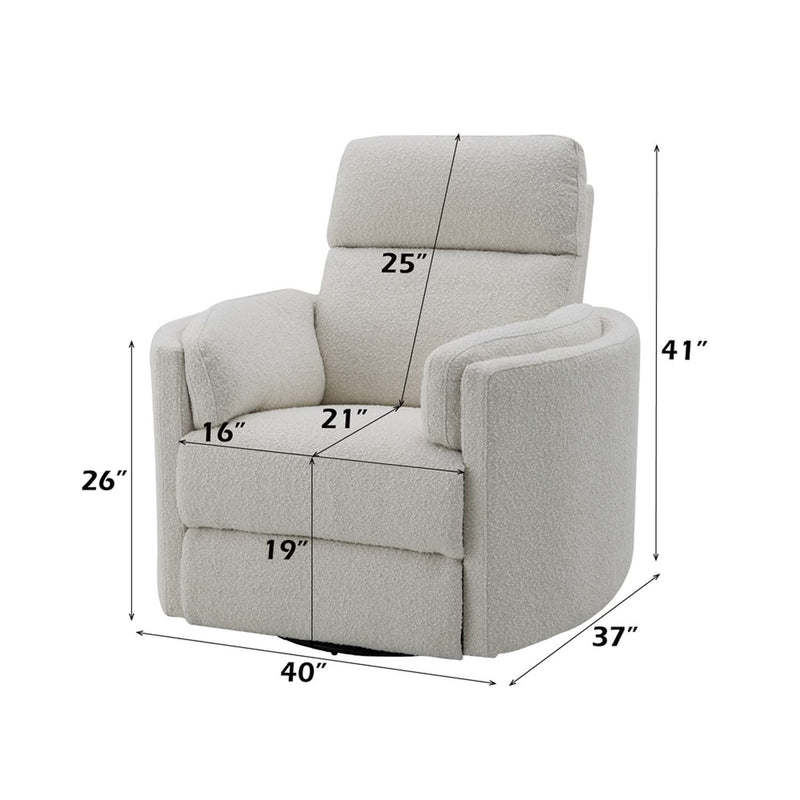 Sagen Glider Recliner w/Swivel, Beige Boucle Acme