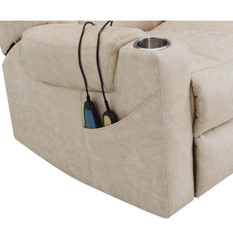 Nairi Power Recliner w/Lift & Heating & Massage, Ivory Leather Aire Acme