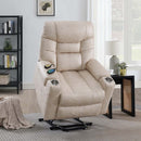 Nairi Power Recliner w/Lift & Heating & Massage, Ivory Leather Aire Acme