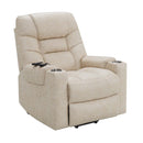 Nairi Power Recliner w/Lift & Heating & Massage, Ivory Leather Aire Acme
