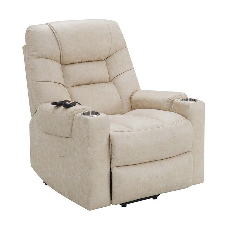 Nairi Power Recliner w/Lift & Heating & Massage, Ivory Leather Aire Acme