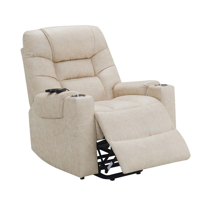 Nairi Power Recliner w/Lift & Heating & Massage, Ivory Leather Aire Acme