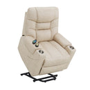 Nairi Power Recliner w/Lift & Heating & Massage, Ivory Leather Aire Acme