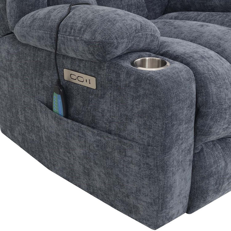Omarion Power Recliner w/Lift & Heating & Massage, Blue Chenille Acme