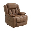 Omarion Power Recliner w/Lift & Heating & Massage, Brown Leather Aire Acme