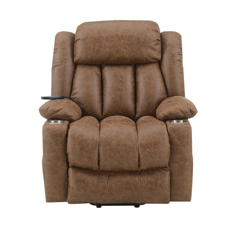 Omarion Power Recliner w/Lift & Heating & Massage, Brown Leather Aire Acme