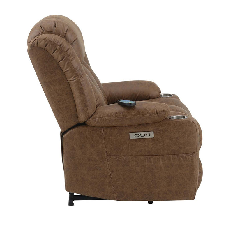 Omarion Power Recliner w/Lift & Heating & Massage, Brown Leather Aire Acme