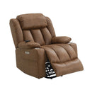 Omarion Power Recliner w/Lift & Heating & Massage, Brown Leather Aire Acme