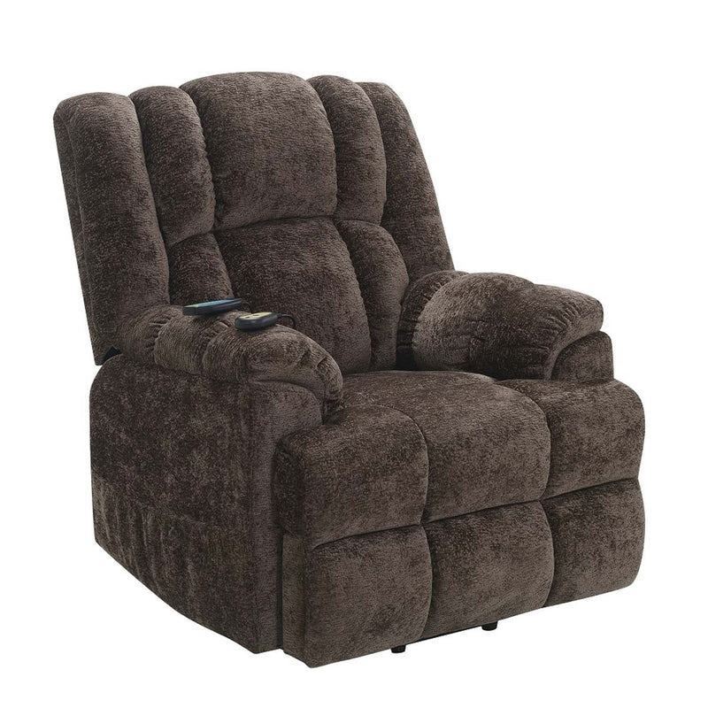 Pacay Power Recliner w/Lift & Heating & Massage, Brown Chenille Acme