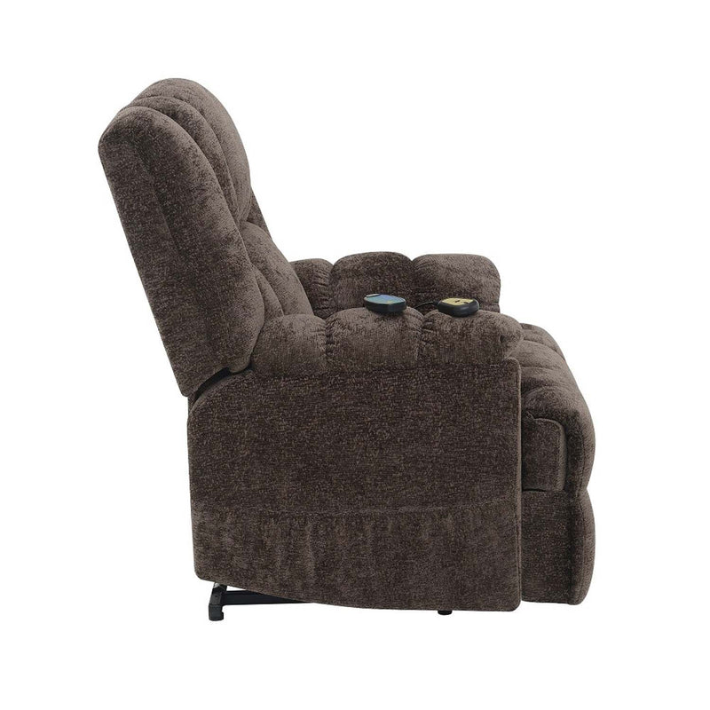 Pacay Power Recliner w/Lift & Heating & Massage, Brown Chenille Acme