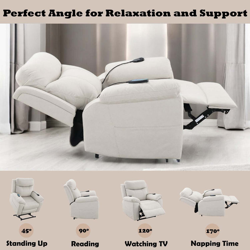Chriki Power Recliner w/Lift & Heating & Massage, Beige Fabric Acme