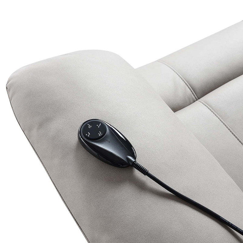 Chriki Power Recliner w/Lift & Heating & Massage, Beige Chenille & Black Acme