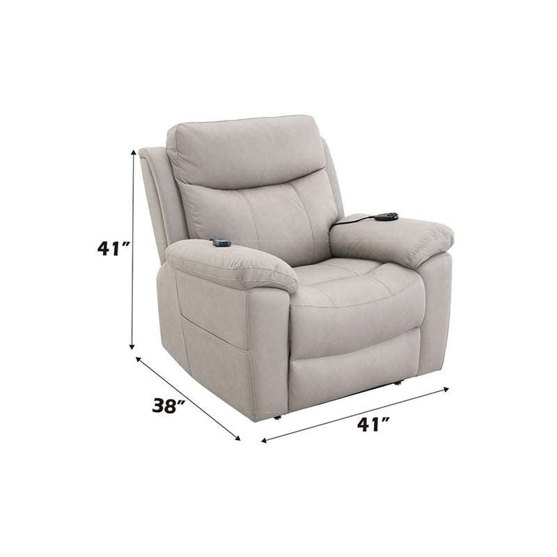 Chriki Power Recliner w/Lift & Heating & Massage, Beige Chenille & Black Acme