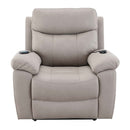 Chriki Power Recliner w/Lift & Heating & Massage, Beige Chenille & Black Acme
