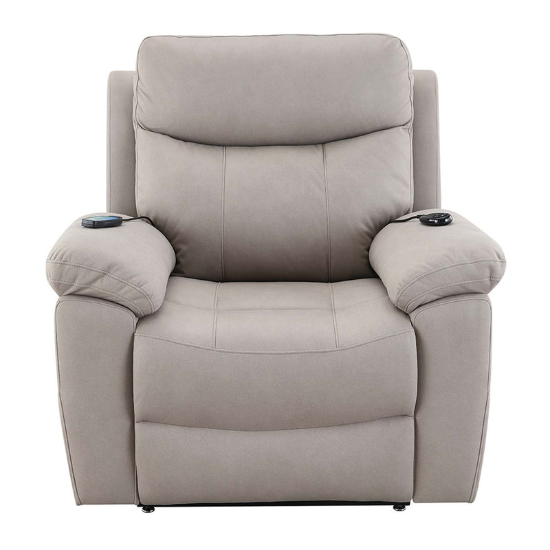 Chriki Power Recliner w/Lift & Heating & Massage, Beige Chenille & Black Acme