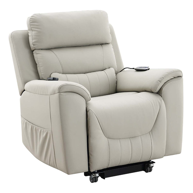 Marsha Power Recliner w/Lift & Massage, Light Gray Silicone Faux Leather Acme