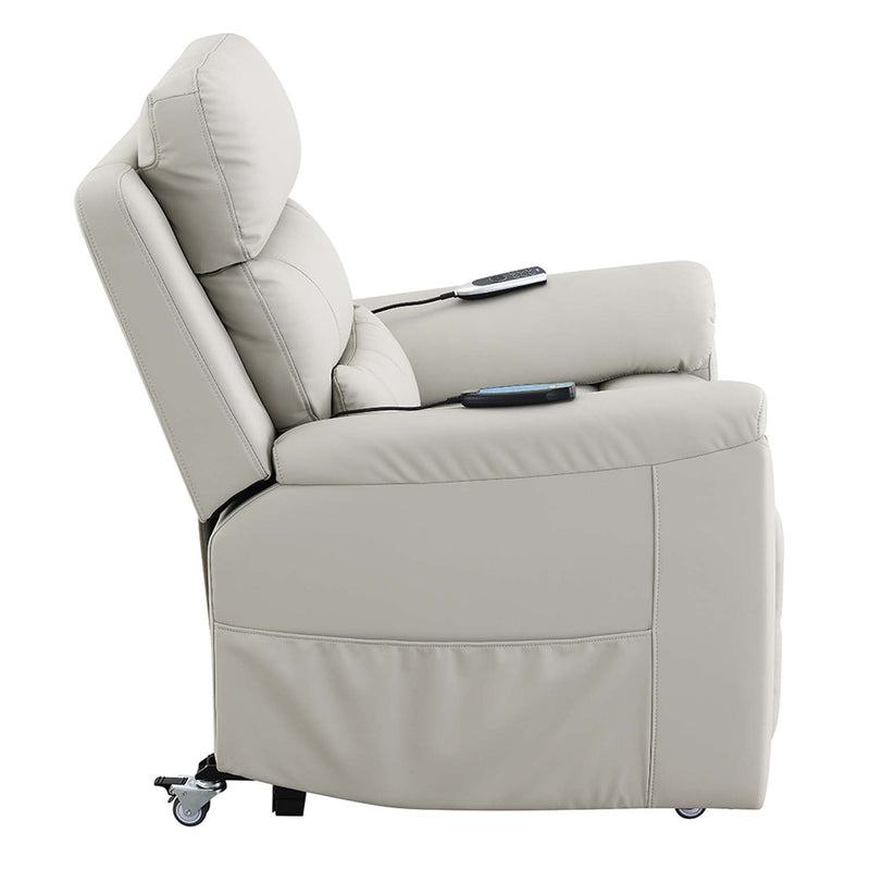 Marsha Power Recliner w/Lift & Massage, Light Gray Silicone Faux Leather Acme