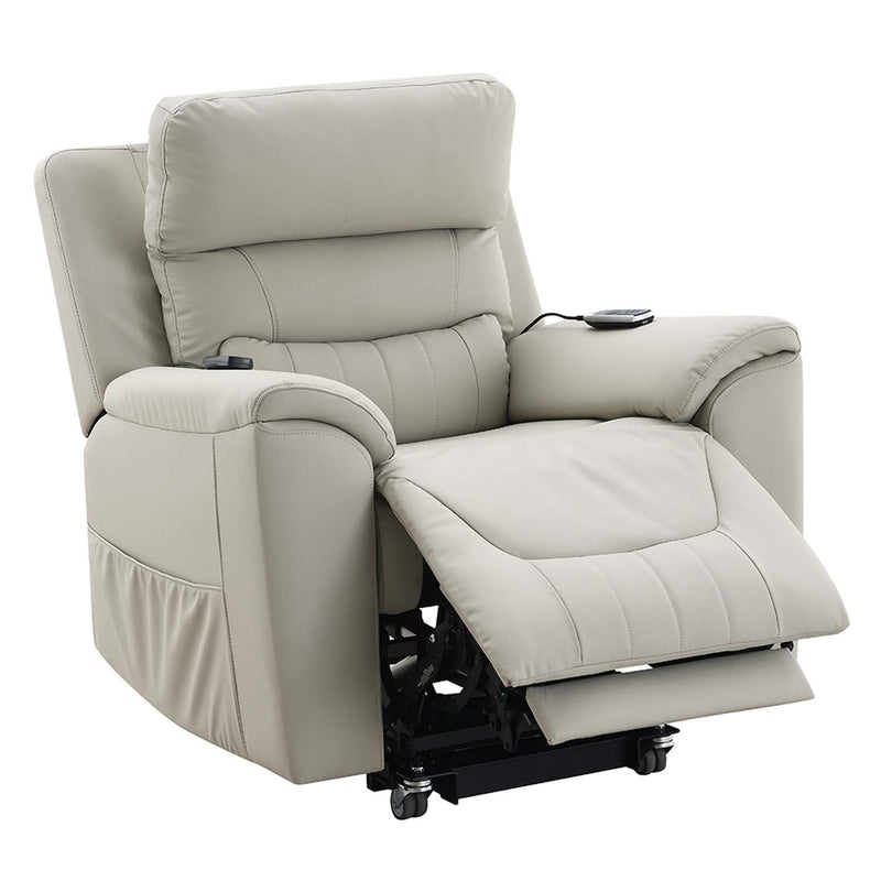 Marsha Power Recliner w/Lift & Massage, Light Gray Silicone Faux Leather Acme