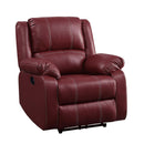 Zuriel Motion Rocker Recliner, Red Faux Leather Acme