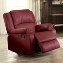 Zuriel Motion Rocker Recliner, Red Faux Leather Acme