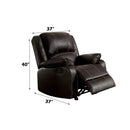 Zuriel Motion Rocker Recliner, Brown Faux Leather Acme