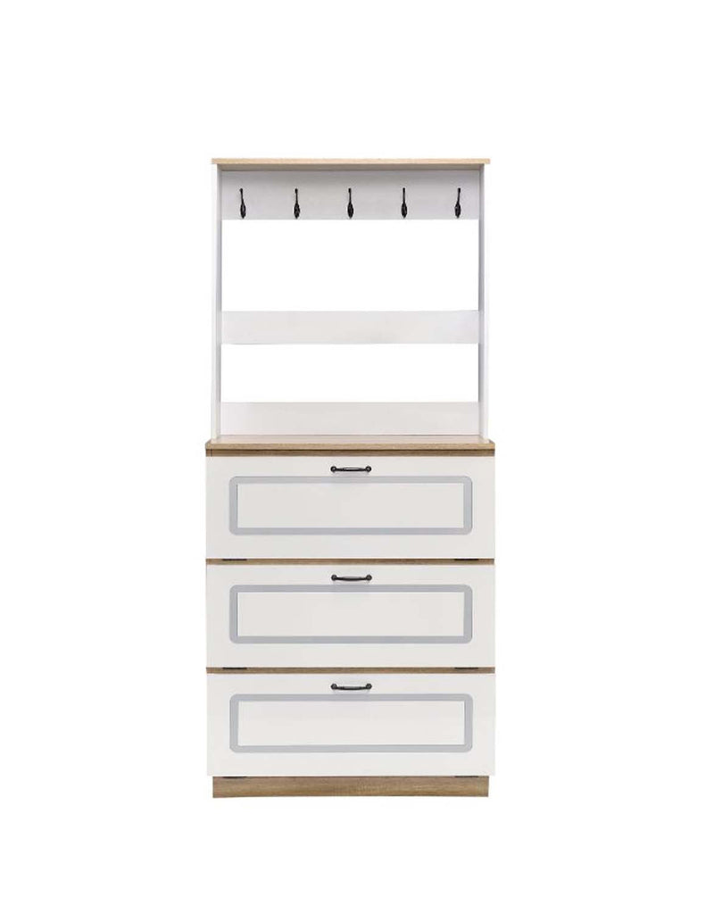 Hewett Shoe Cabinet, Light Oak & White Finish Acme