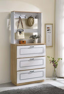 Hewett Shoe Cabinet, Light Oak & White Finish Acme