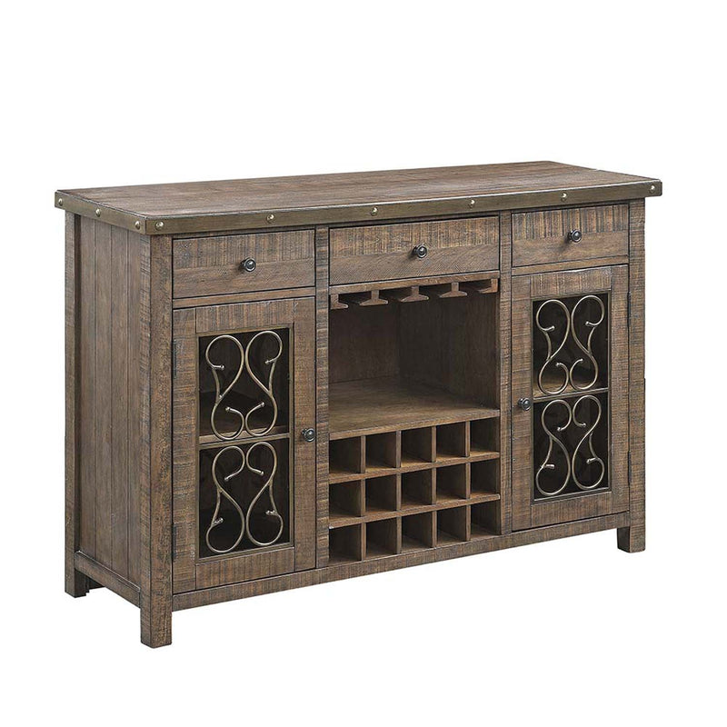 Raphaela 56" Server w/Cup Holder & Wine Rack, Weathered Cherry Finish Acme
