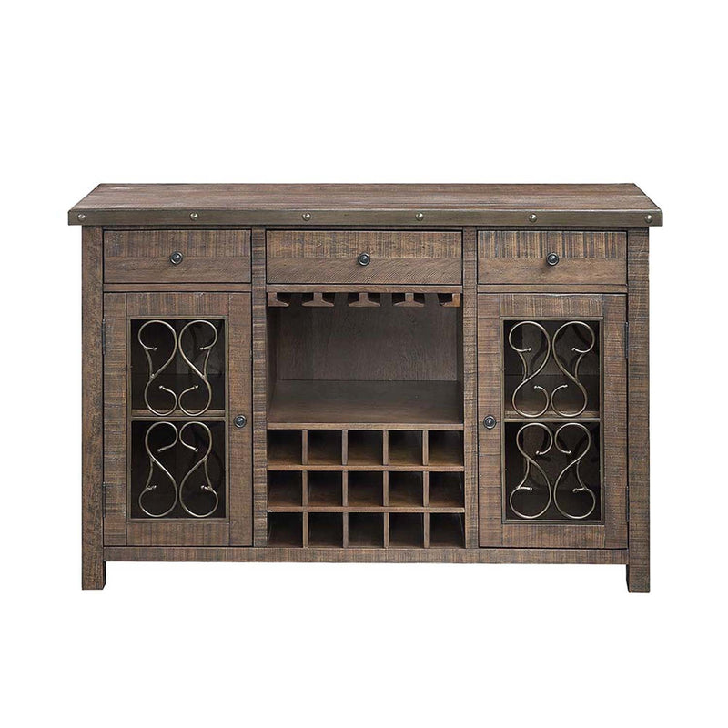 Raphaela 56" Server w/Cup Holder & Wine Rack, Weathered Cherry Finish Acme