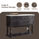 Gerardo 48" Server, White Marble Top & Weathered Espresso Finish Acme