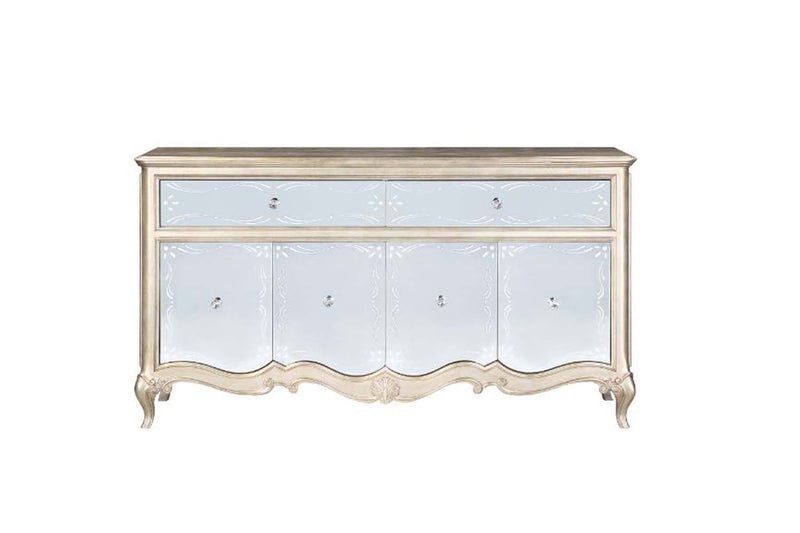 Esteban 68" Server, Mirrored & Antique Champagne Finish Acme