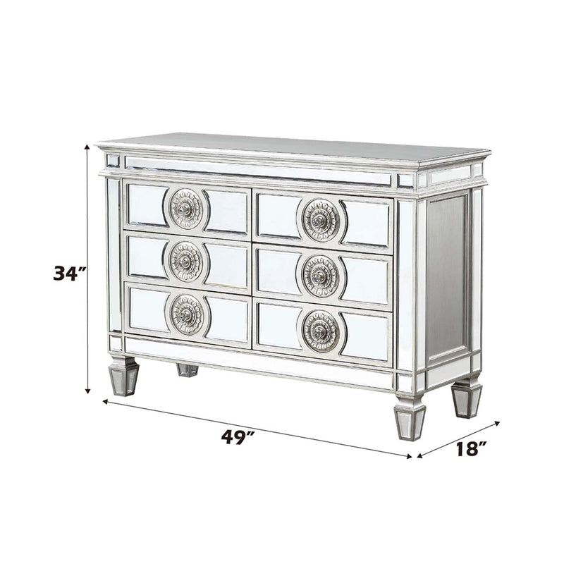 Varian 49" Server, Mirrored & Antique Platinum Finish Acme