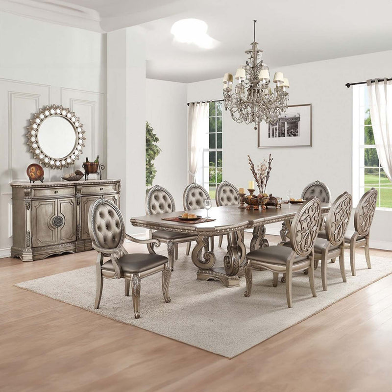 Northville 68" Server, Marble Top & Antique Silver Finish Acme