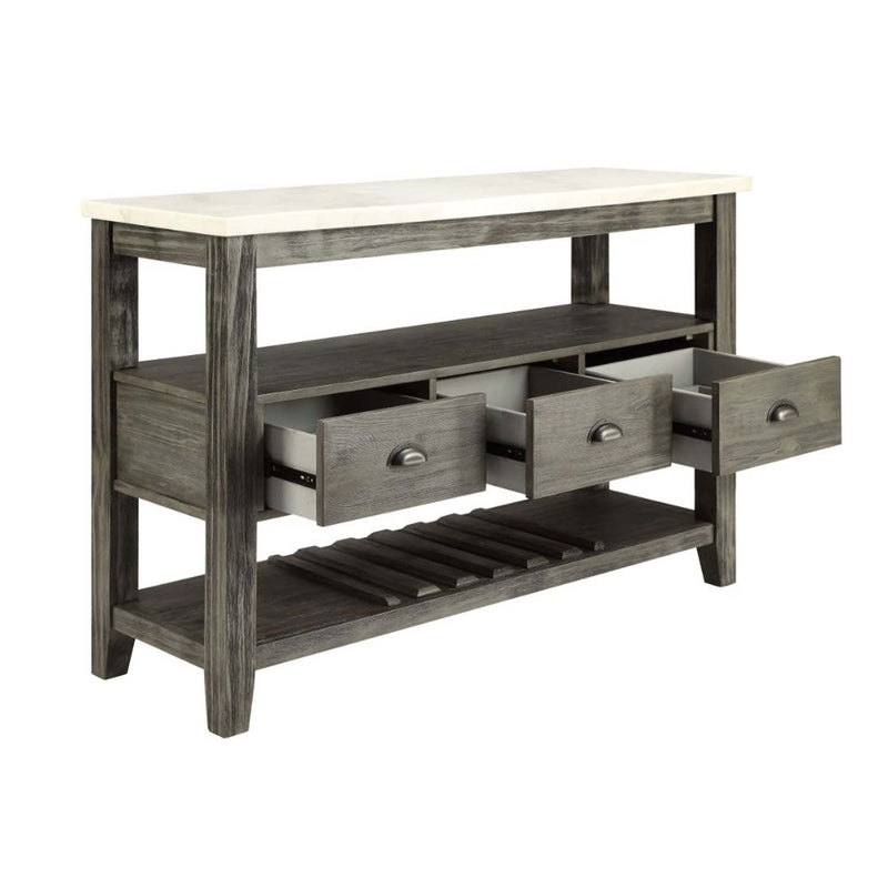 Merel 54" Server, White Marble Top & Gray Oak Finish Acme